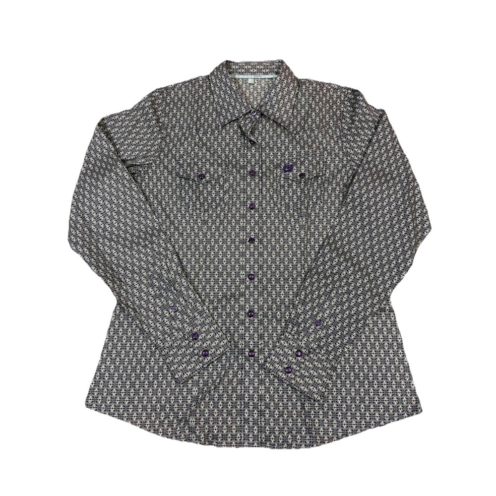Cinch Men's Medium Purple Geometric Print Pearl Snap Western Shirt MSW920 Cotton - Picture 2 of 10